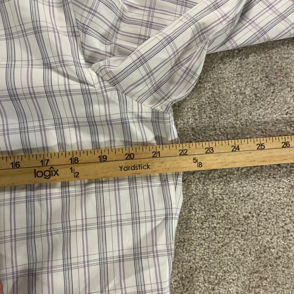 Banana Republic Button Up Shirt Mens Medium White Purple Plaid Slim Fit